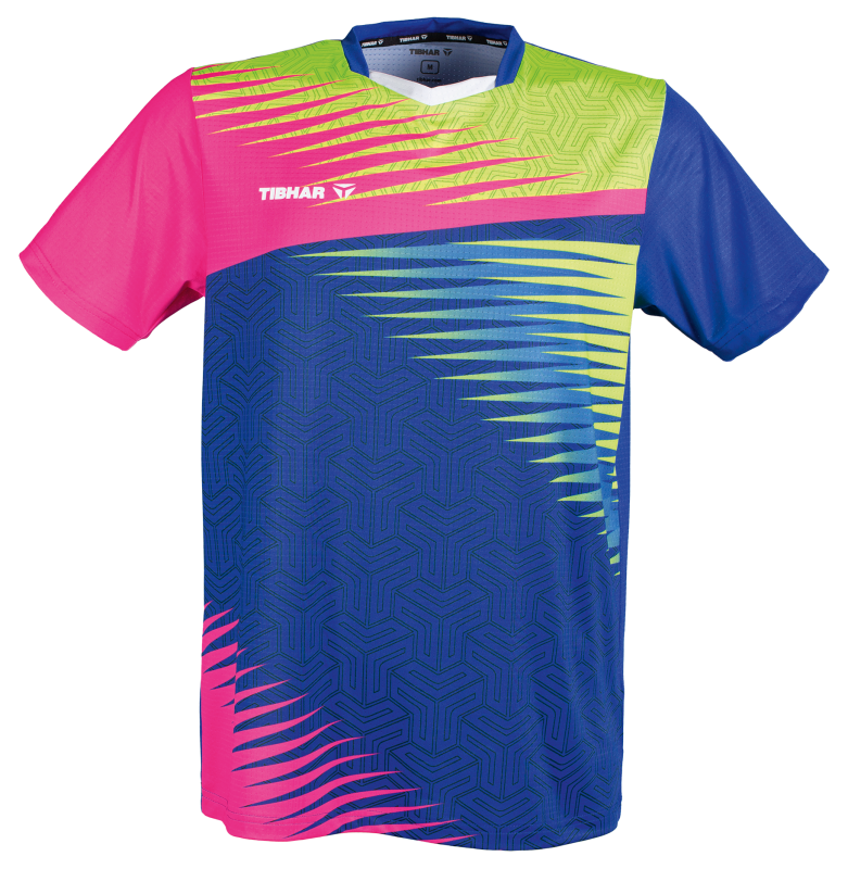 Tibhar Shirt Azuurblauw roze/geel/blauw