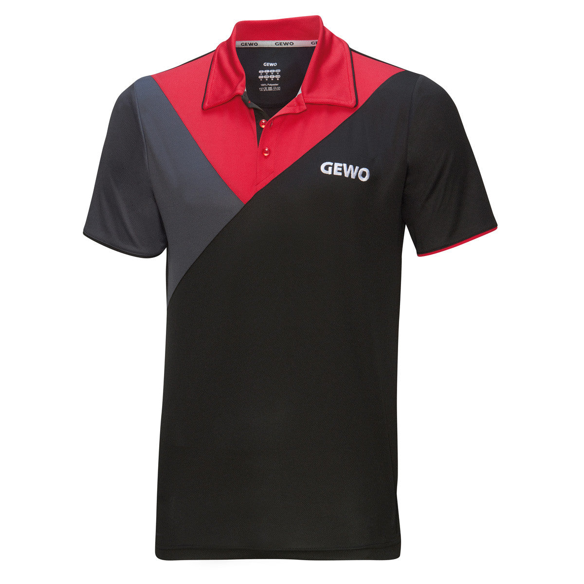 Gewo shirt Toledo zwart/rood